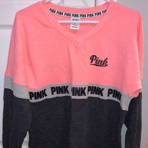 Pink and Grey PINK oversized long sleeve top